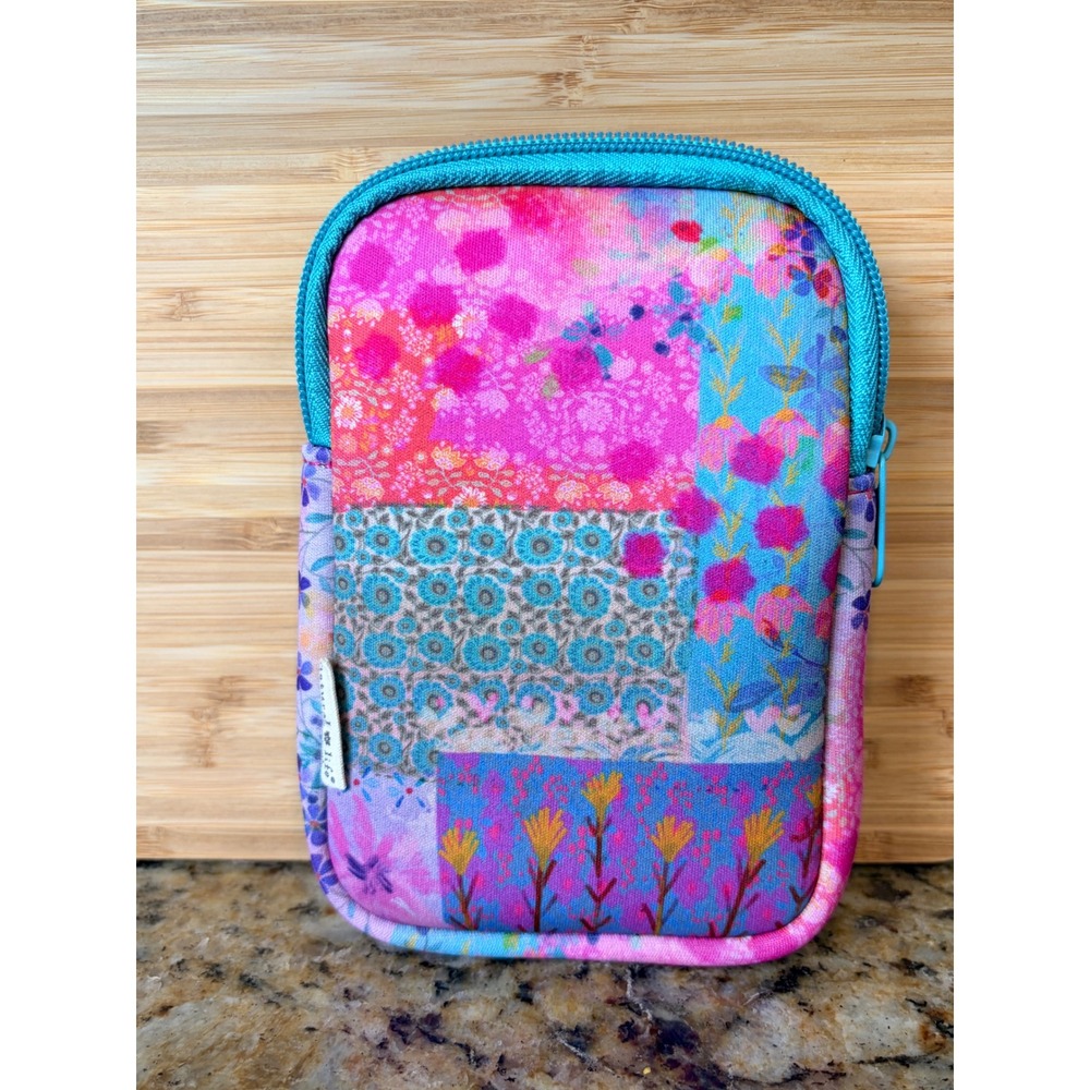 Natural Life Floral Patchwork Neoprene Tech Pouch Zip Case Sleeve Phone Travel